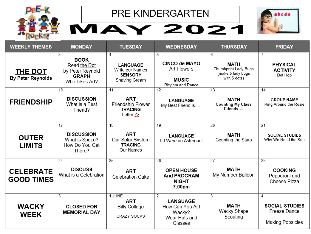 Hamilton Academy > Calendars > Pre Kindergarten Calendar